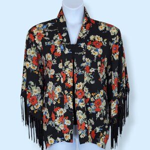 Fun & Flirt Floral Fringe Cover Top